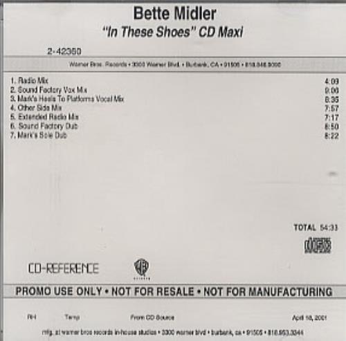 Bette Midler In These Shoes CD single (CD5 / 5") US BMIC5IN302883