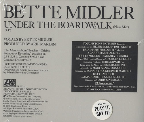 Bette Midler Under The Boardwalk CD single (CD5 / 5") US BMIC5UN153909