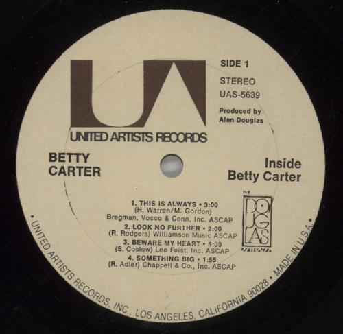 Betty Carter Inside vinyl LP album (LP record) US 1BCLPIN868654