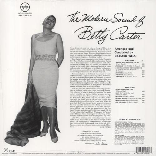 Betty Carter The Modern Sound Of Betty Carter - 180gm - Sealed vinyl LP album (LP record) US 1BCLPTH838479
