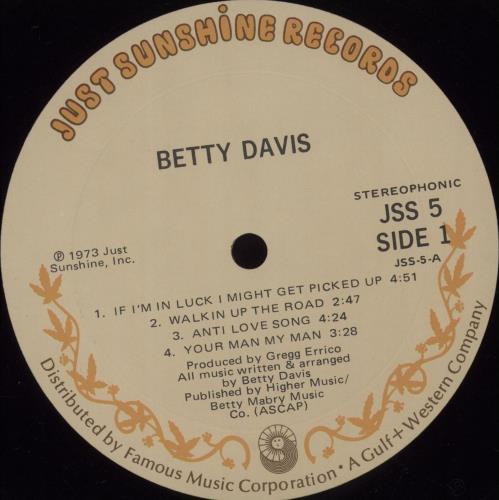 Betty Davis Betty Davis - 1st vinyl LP album (LP record) US B~DLPBE687207