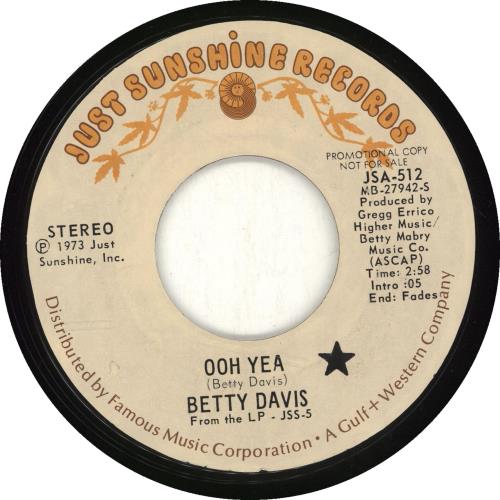 Betty Davis Ooh Yea 7" vinyl single (7 inch record / 45) US B~D07OO701068