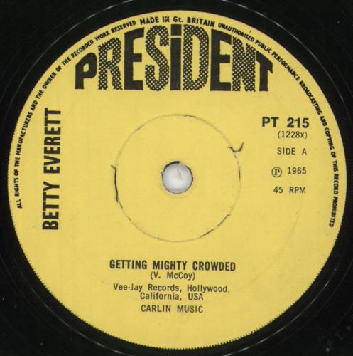 Betty Everett Getting Mighty Crowded 7" vinyl single (7 inch record / 45) UK 1BE07GE812466