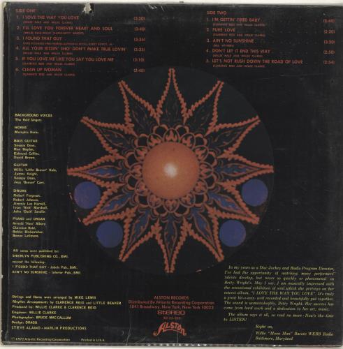 Betty Wright I Love The Way You Love vinyl LP album (LP record) US BWRLPIL634044