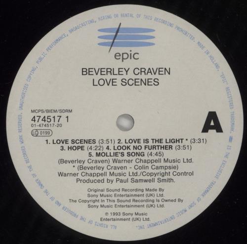 Beverley Craven Love Scenes vinyl LP album (LP record) UK BCRLPLO875500