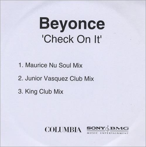 Beyonc� Check On It CD-R acetate UK BYKCRCH430440