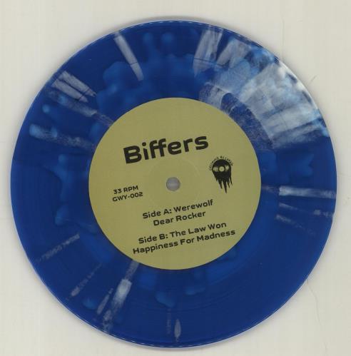 Biffers Frankie Road - Blue & White Splattered Vinyl 7" vinyl single (7 inch record / 45) UK O7907FR683125