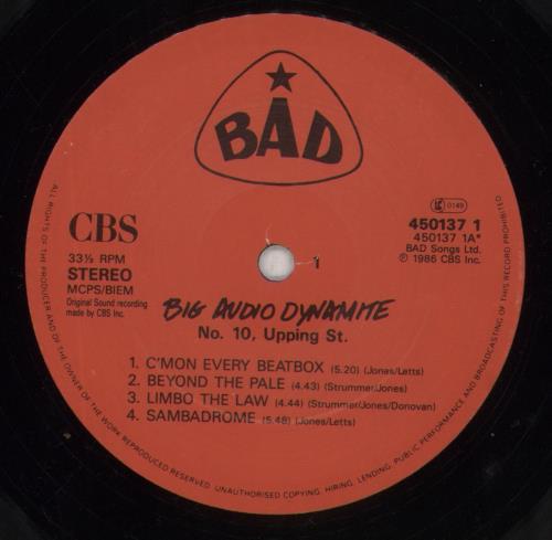 Big Audio Dynamite No. 10, Upping St. vinyl LP album (LP record) UK BADLPNO107695