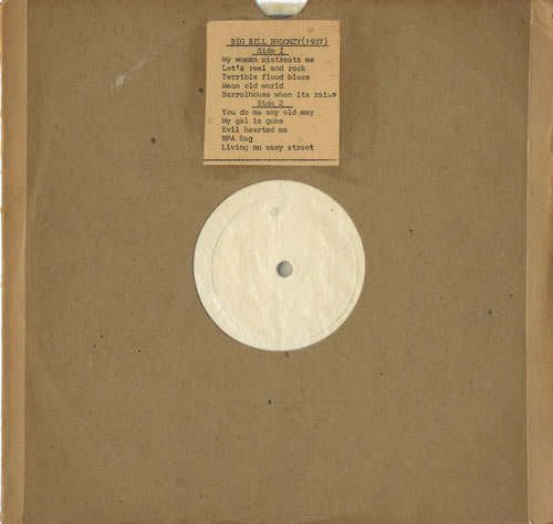 Big Bill Broonzy Big Bill Broonzy - White Label 10" vinyl single (10 inch record) UK BGZ10BI551967