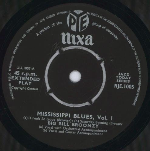 Big Bill Broonzy Volume 1 - Mississippi Blues 7" vinyl single (7 inch record / 45) UK BGZ07VO831536