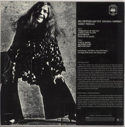 Big Brother & The Holding Company Cheap Thrills - Stickered Sleeve vinyl LP album (LP record) UK BB&LPCH731767