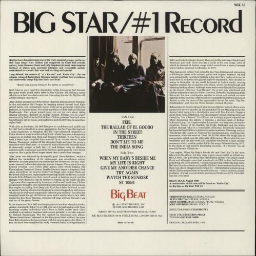 Big Star #1 Record vinyl LP album (LP record) UK BGSLPRE361894