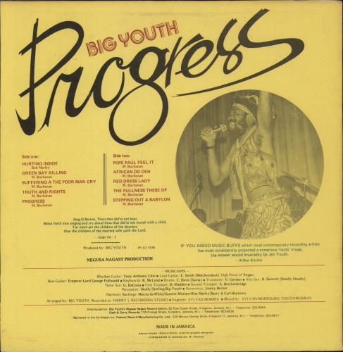Big Youth Progress vinyl LP album (LP record) Jamaican BY6LPPR872310