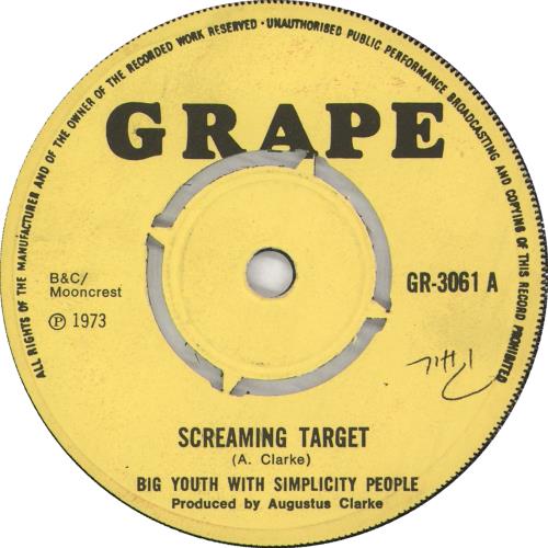 Big Youth Screaming Target 7" vinyl single (7 inch record / 45) UK BY607SC726871