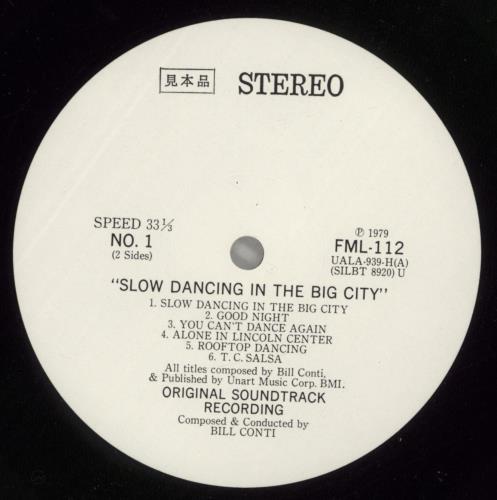 Bill Conti Slow Dancing In The Big City vinyl LP album (LP record) Japanese EU4LPSL873840