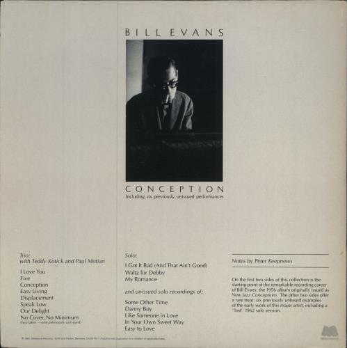 Bill Evans (Piano) Conception 2-LP vinyl record set (Double LP Album) US BLV2LCO785947