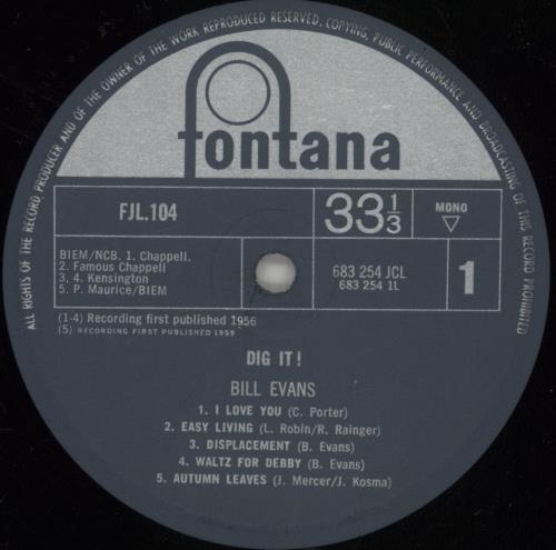 Bill Evans (Piano) Dig It! vinyl LP album (LP record) UK BLVLPDI605850