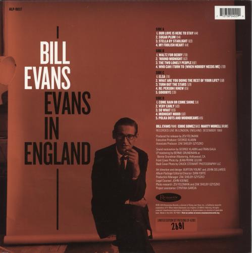 Bill Evans (Piano) Evans In England- RSD 2019 - Hand Numbered Edition 2-LP vinyl record set (Double LP Album) US BLV2LEV867079