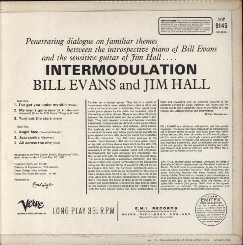 Bill Evans (Piano) Intermodulation vinyl LP album (LP record) UK BLVLPIN838277