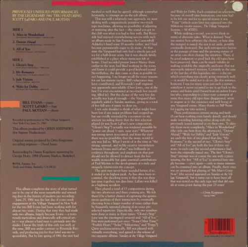 Bill Evans (Piano) More From The Vanguard vinyl LP album (LP record) US BLVLPMO795556