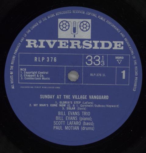 Bill Evans (Piano) Sunday At The Village Vanguard vinyl LP album (LP record) UK BLVLPSU735897