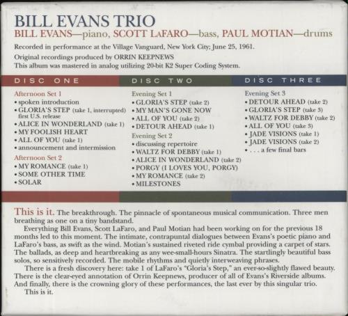 Bill Evans (Piano) The Complete Village Vanguard Recordings, 1961 CD Album Box Set US BLVDXTH878042