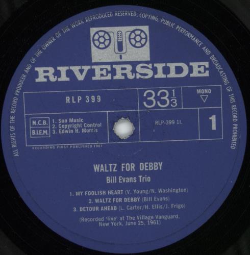 Bill Evans (Piano) Waltz For Debby - 1st - G vinyl LP album (LP record) UK BLVLPWA880885