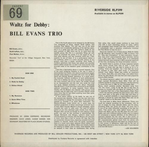 Bill Evans (Piano) Waltz For Debby - 1st - G vinyl LP album (LP record) UK BLVLPWA880885