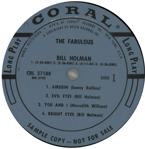 Bill Holman The Fabulous Bill Holman vinyl LP album (LP record) US HLBLPTH588976