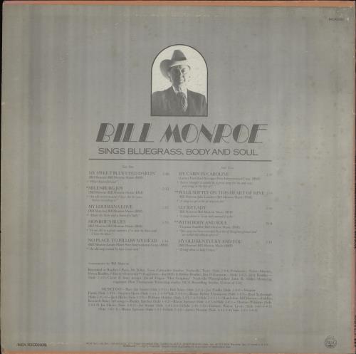 Bill Monroe Sings Bluegrass, Body And Soul vinyl LP album (LP record) US 0BMLPSI757901
