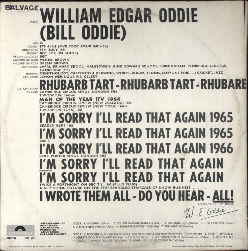 Bill Oddie Distinctly Oddie vinyl LP album (LP record) UK DDILPDI855702