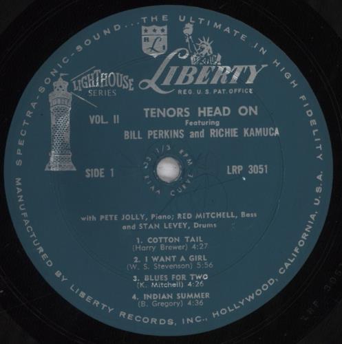 Bill Perkins Tenors Head-On vinyl LP album (LP record) US B0WLPTE836315