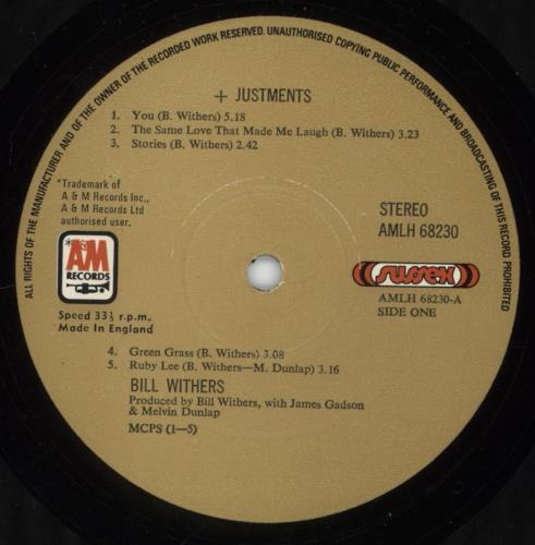 Bill Withers + 'Justments vinyl LP album (LP record) UK BWTLPJU374817