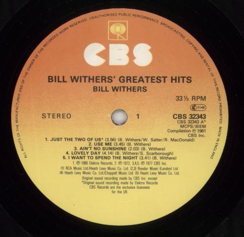 Bill Withers Bill Withers' Greatest Hits - stickered p/s vinyl LP album (LP record) UK BWTLPBI864039