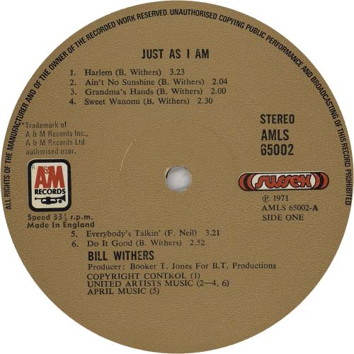 Bill Withers Just As I Am vinyl LP album (LP record) UK BWTLPJU492023