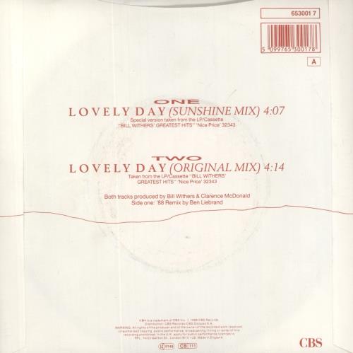 Bill Withers Lovely Day 7" vinyl single (7 inch record / 45) UK BWT07LO239174