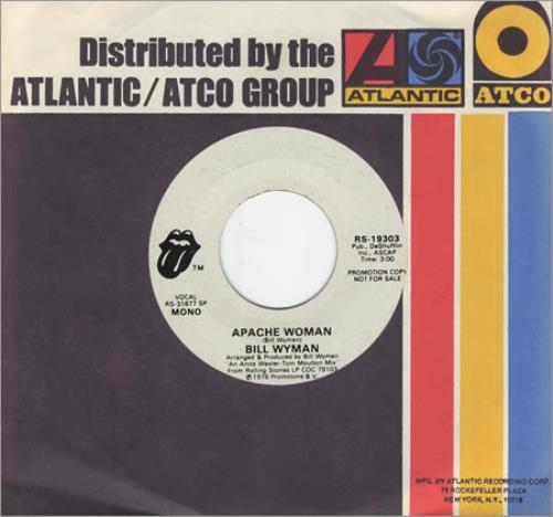 Bill Wyman Apache Woman 7" vinyl single (7 inch record / 45) US WYM07AP65560