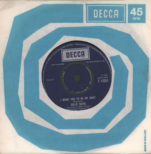 Billie Davis I Want You To Be My Baby - 2nd 7" vinyl single (7 inch record / 45) UK 7BD07IW634606