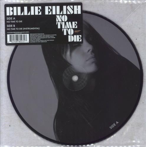Billie Eilish No Time To Die 7" vinyl picture disc (7 inch picture disc single) UK 0NR7PNO847818
