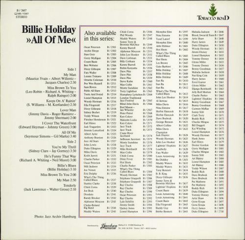 Billie Holiday All Of Me vinyl LP album (LP record) UK B/HLPAL768187