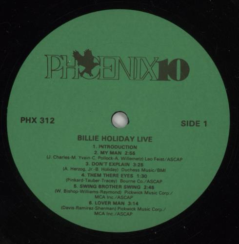 Billie Holiday Billy Holiday Live vinyl LP album (LP record) US B/HLPBI871799