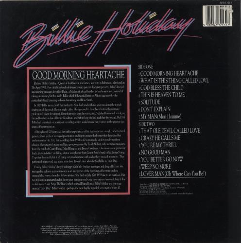 Billie Holiday Good Morning Heartache vinyl LP album (LP record) UK B/HLPGO651521