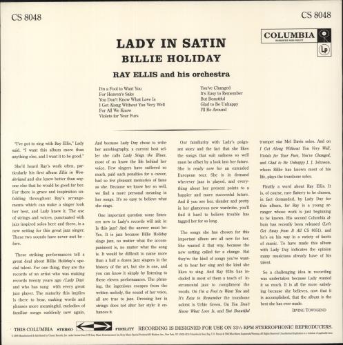 Billie Holiday Lady In Satin - 180gm vinyl LP album (LP record) US B/HLPLA882184