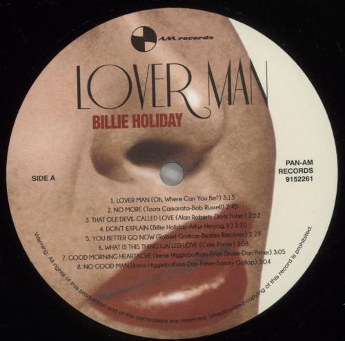 Billie Holiday Lover Man vinyl LP album (LP record) UK B/HLPLO864437