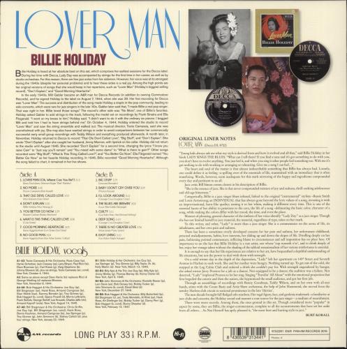 Billie Holiday Lover Man vinyl LP album (LP record) UK B/HLPLO864437
