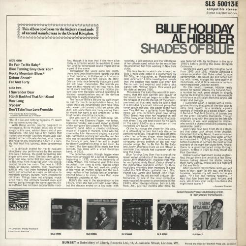 Billie Holiday Shades Of Blue vinyl LP album (LP record) UK B/HLPSH745249