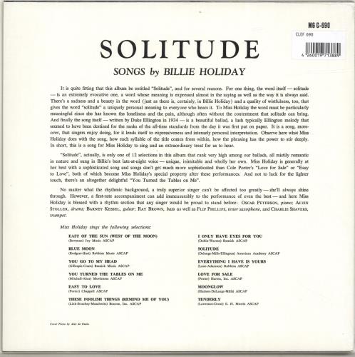 Billie Holiday Solitude - 180gm - Sealed vinyl LP album (LP record) German B/HLPSO692920