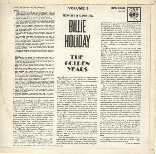Billie Holiday The Golden Years Volume Three vinyl LP album (LP record) UK B/HLPTH738907
