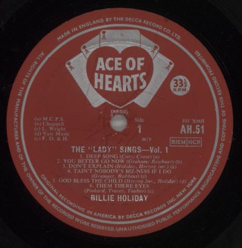 Billie Holiday The Lady Sings Vol. 1 vinyl LP album (LP record) UK B/HLPTH670282