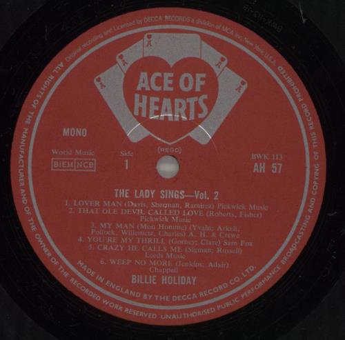 Billie Holiday The Lady Sings Vol. 2 vinyl LP album (LP record) UK B/HLPTH747871